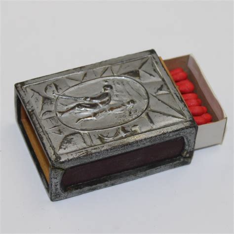 metal match box case|antique match box holder.